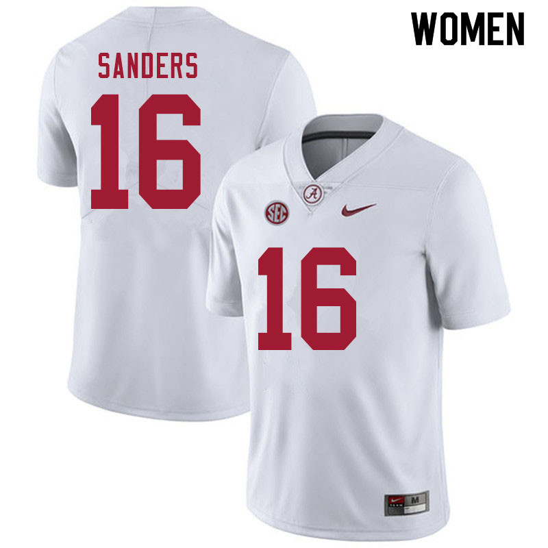 Women #16 Drew Sanders Alabama White Tide College Football Jerseys Sale-White